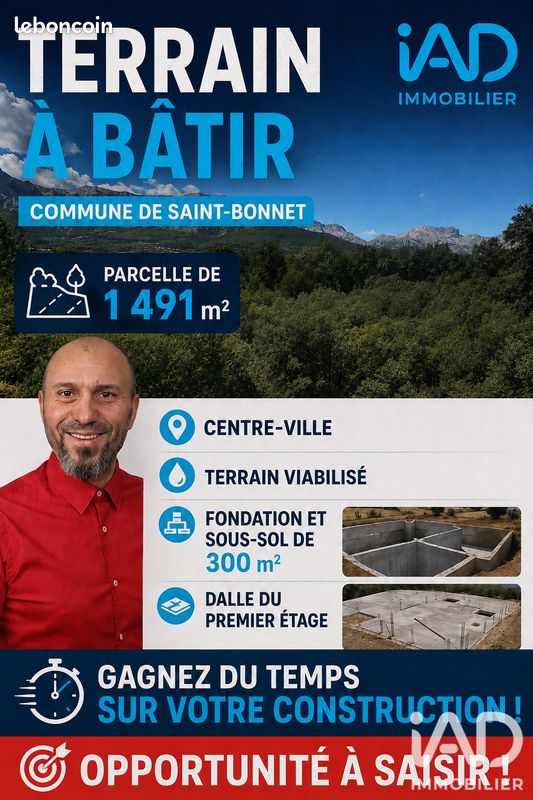 Terrain 1491 m² · à Saint-Bonnet-en-Champsaur · 1 491 m² · 295 000 €