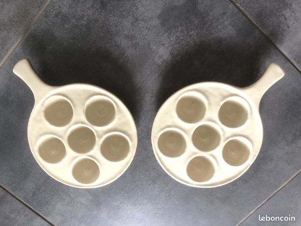 4 poêlons à escargots en grès avec 6 trous - Arts de la table
