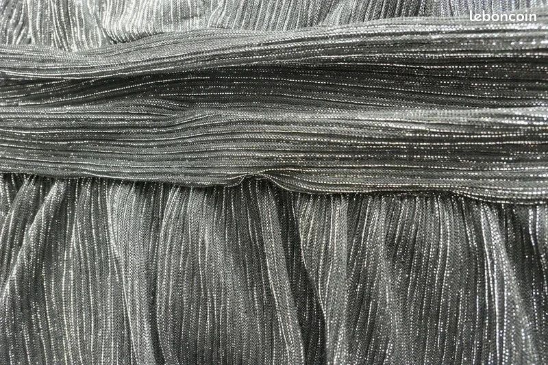 Robe Longue De Soirée Noire Camaïeu - Bande Brillante Argentée, Taille ~38/40