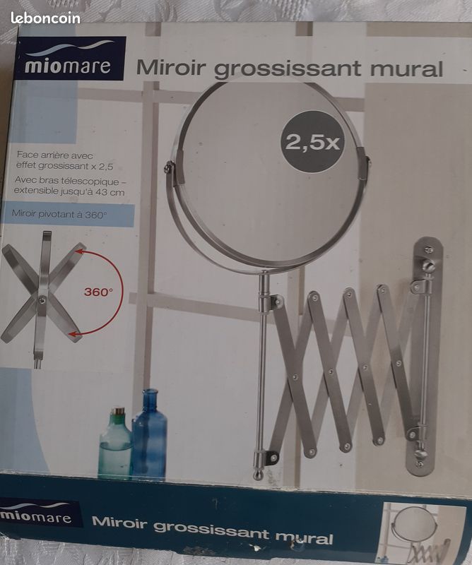 Miroir grossissant bras telescopique (image 1)