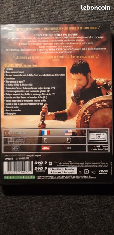 GLADIATOR en collector 2 dvds avec RUSSELL CROWE (image 3)