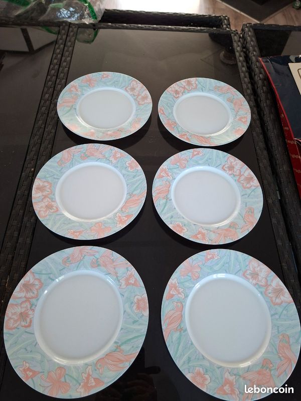 Lot de 6 assiettes plates et 6 assiettes a dessert Arcopal vintage (image 3)