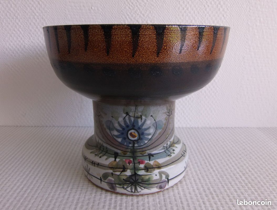 Superbe grand bougeoir en céramique de André L'Helguen pour Keraluc Quimper - Vintage (image 15)