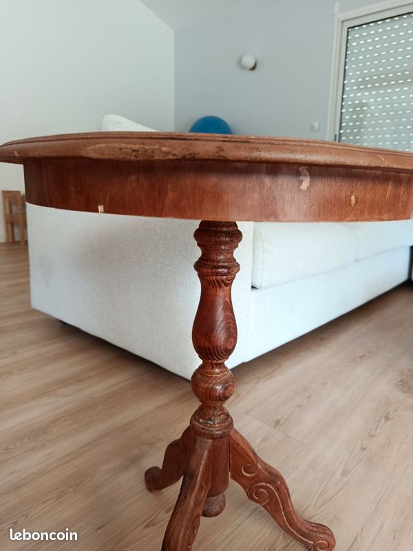 Guéridon/ table d'appoint bois marqueterie (image 6)