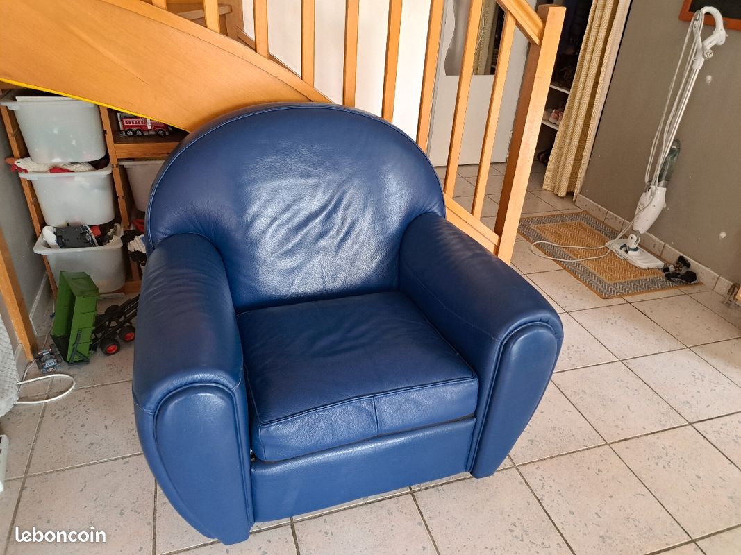Fauteuil cuir bleu - ultra confortable (image 2)