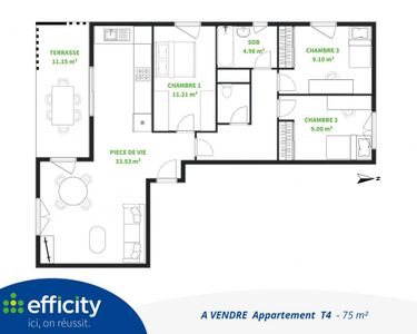 Appartement 280 000 € - 75 m²