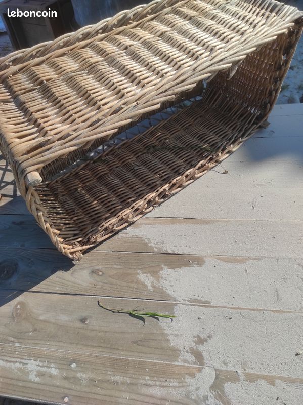 Petit banc coffre en osier tressé à restaurer sans fond 82x40 H dossier 58 assise 29 (image 3)