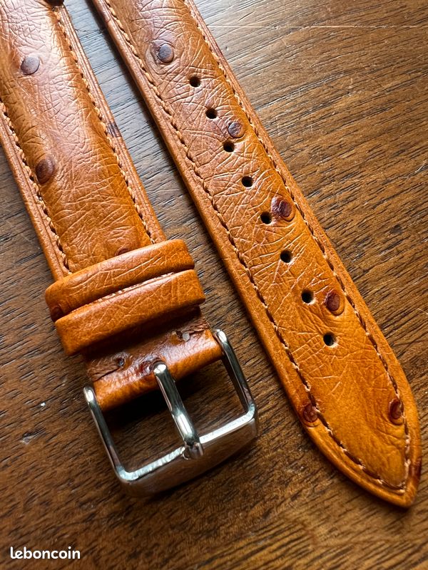 Bracelet De Montre En Cuir Véritable Effet Autruche - Largeur 20mm - Neuf Sans étiquette