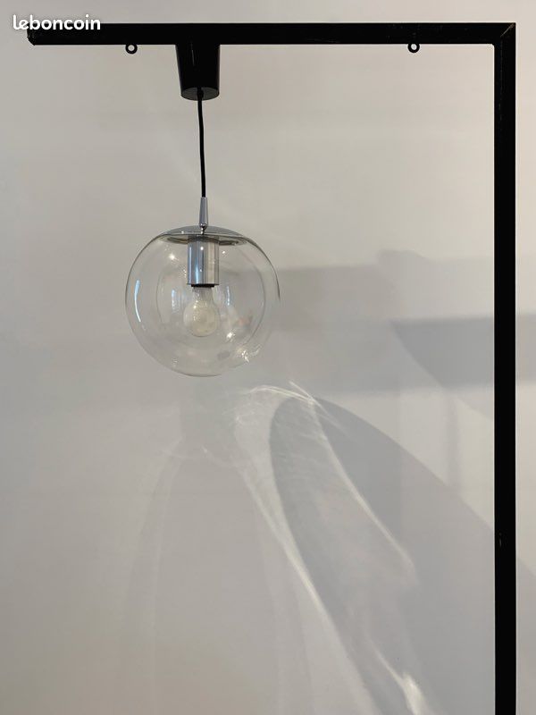 Suspension vintage Peill & Putzler globe verre (AH 105 200) design 70s luminaire lustre rétro (image 5)