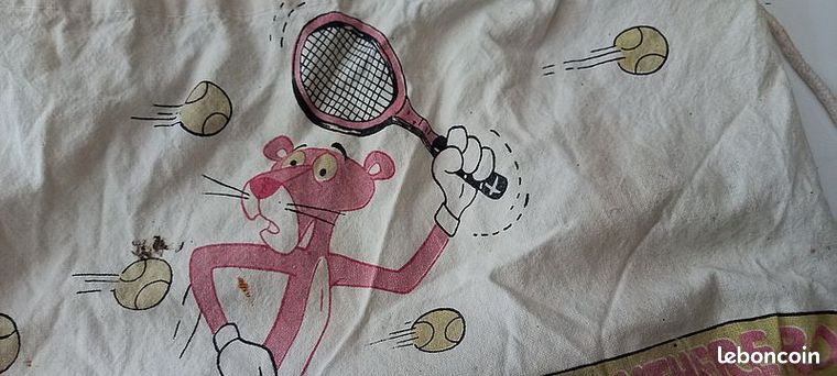 Sac Tote Bag Vintage La Panthère Rose - Pink Panther 1983, Coton Rose, Occasion