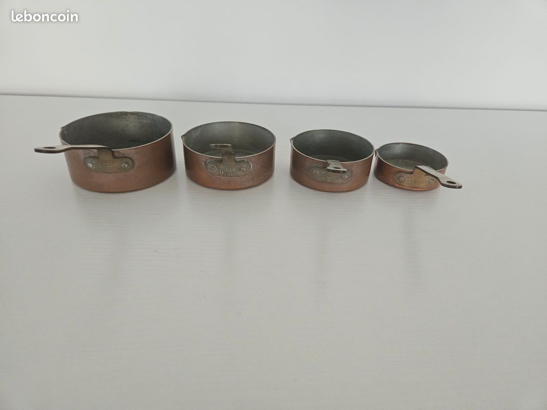 Lot de 4 poêlons poêles miniatures casseroles 100% cuivre diam 930mm 830mm 730mm 630mm - Livraison 24h - cup (image 7)