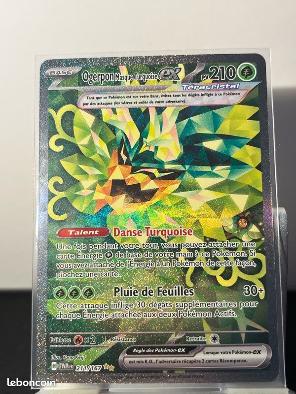Carte Pokmon Ogerpon Masque Turquoise Ex 211/167 FR Mascarade  Crpusculaire EV6 - Collection
