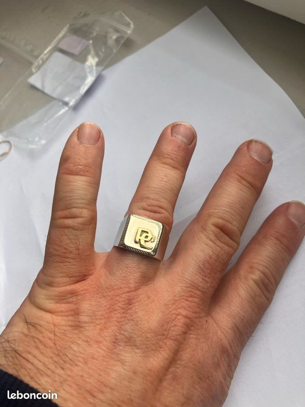 Chevalière homme or blanc 750 taille 60-61 Montres Bijoux