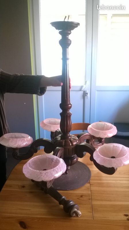 Lampe rustique 5 bras Chêne massif (image 1)