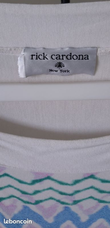 Tunique Blouse Femme Rick Cardona Taille 42/44 En Coton Rayé Bleu Et Blanc - Occasion En Excellent état