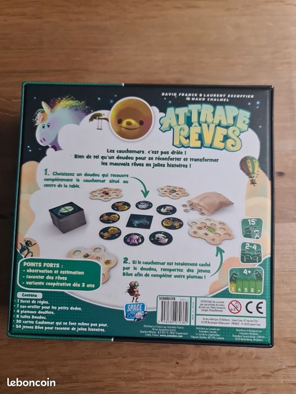 Proche du neuf jeu de société Attrape rêves des éditions Space Cowboys
De 2 à 4 joueurs, à partir de 4 ans (image 3)