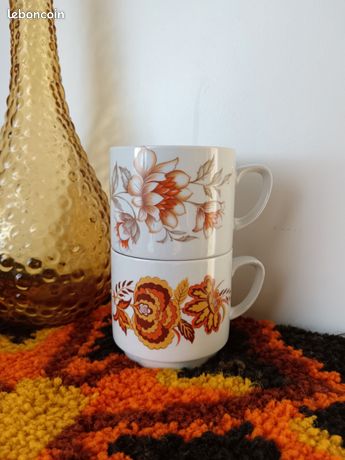Duo de tasses vintage en grès | Selency