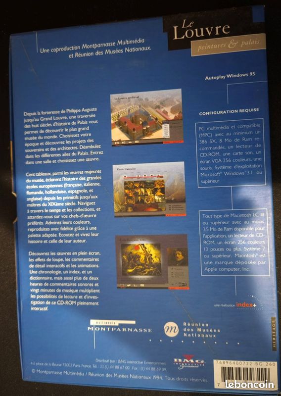 CD-ROM Collector – Le Louvre : Peintures & Palais 💿 Édition multimédia vintage MAC / PC – années 90 (image 1)