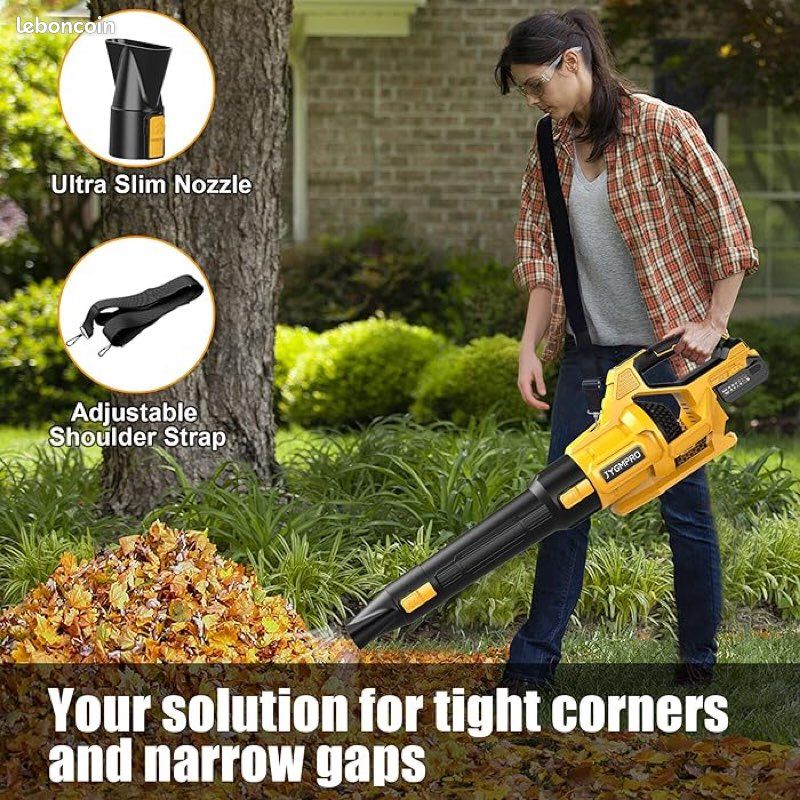 Souffleur de Feuilles 21V 3000W, 5 Vitesses, 210 km/h Souffleur Feuilles Batterie pour Jardin Souffleur de Feuilles 21V 3000W, 5 Vitesses, 210 km/h Souffleur Feuilles Batterie pour Jardin