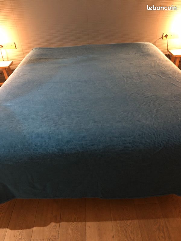 Plaid couvre-lit en gaze de coton bleu (image 1)