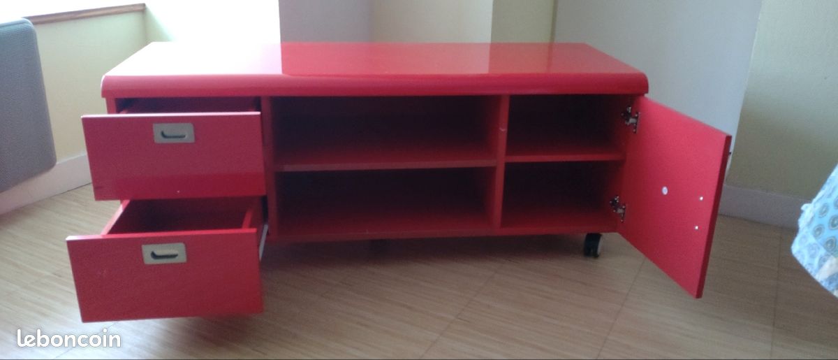 Meuble télévision rouge (image 2)