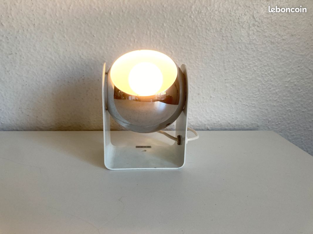 Lampe EYE BALL SPACE AGE 1960 Chromée orientable ITALIE à la manière de Gino Sarfatti (image 3)