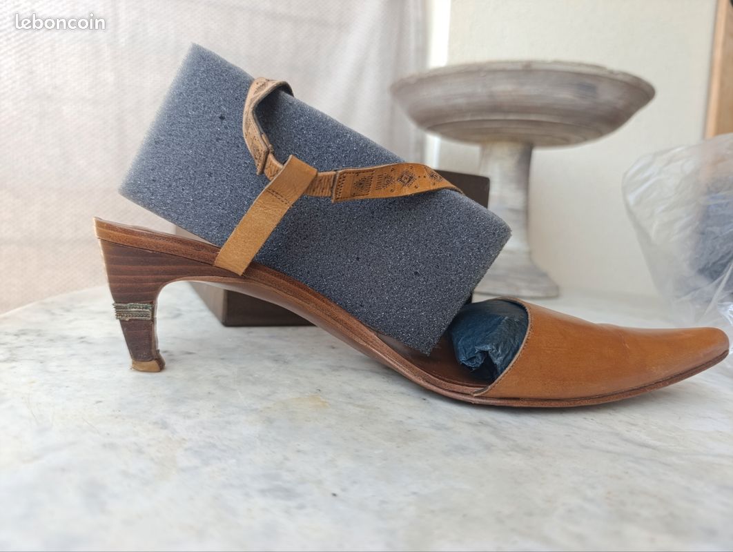 Escarpins camel cuir (image 3)