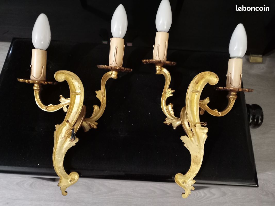 Paire d'appliques en métal doré (image 9)