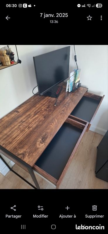 Bureau style industriel 2 tiroirs (image 10)
