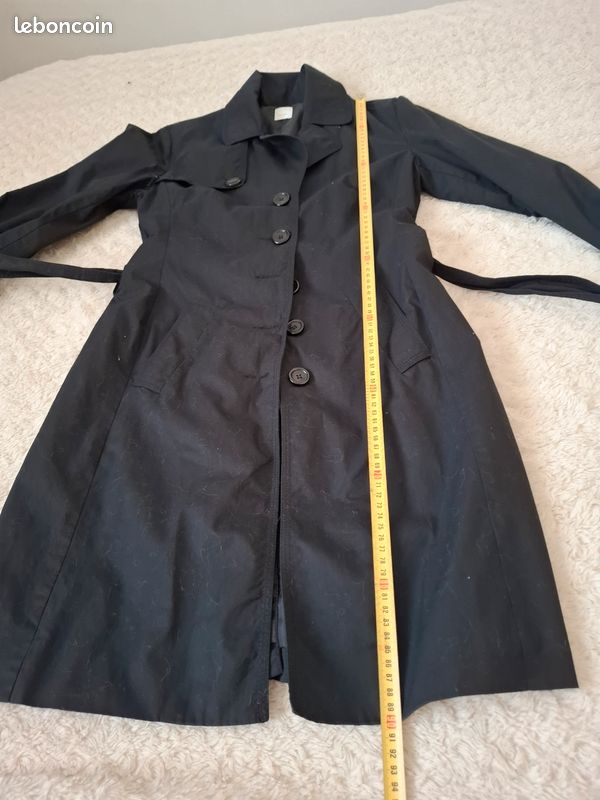 Trench Noir Juka - Taille 36, Hyper Féminin, En Polyester, Neuf Sans Étiquettes