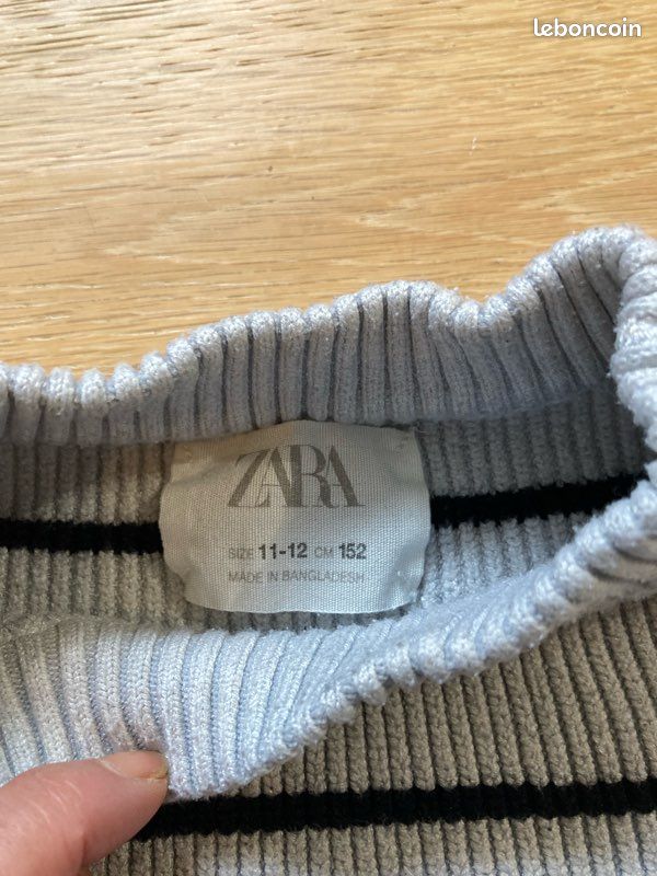 Pull Rayé Garçon ZARA, Taille 12 Ans (11-12) - 100% Coton, Neuf Avec étiquettes