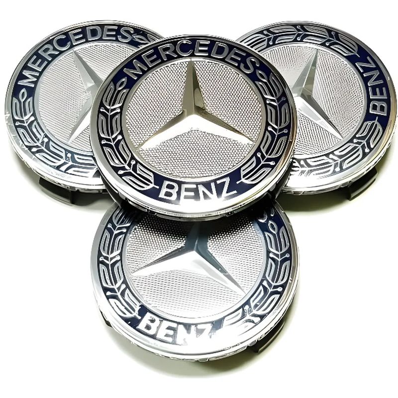 4X Logo Emblème Mercedes AMG Cache Moyeu Centre Roue Insigne Noir Brillant  75mm.