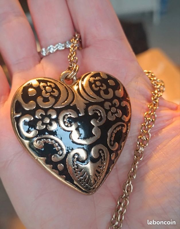 Collier Maillons Cœur Doré Effet Diamanté - Bijou Vintage 5260