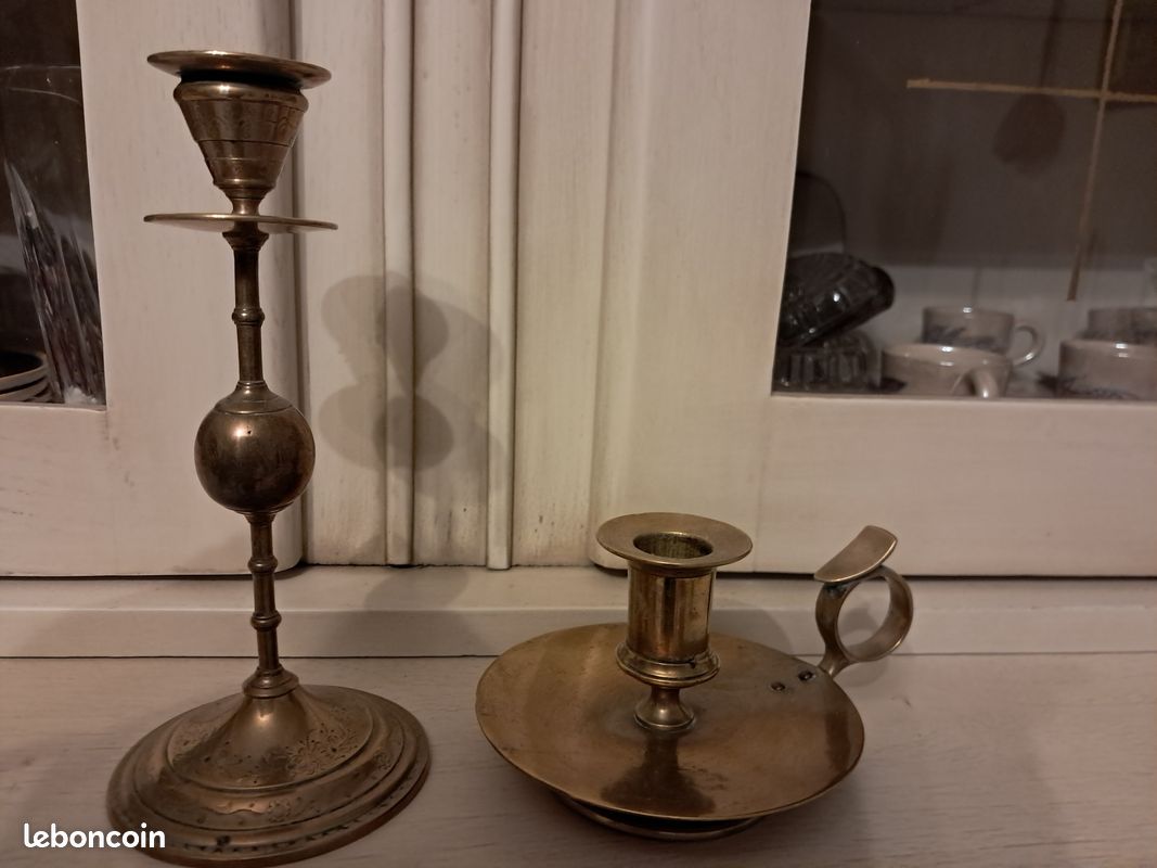 Lot De 2 Bougeoirs En Cuivre - Fabrication Française