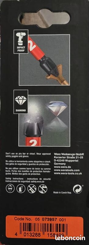 Wera 851/4 TZ SB PH1 Jeu D'Embou Ts Phillips 2 Pièces - Extra Rigides