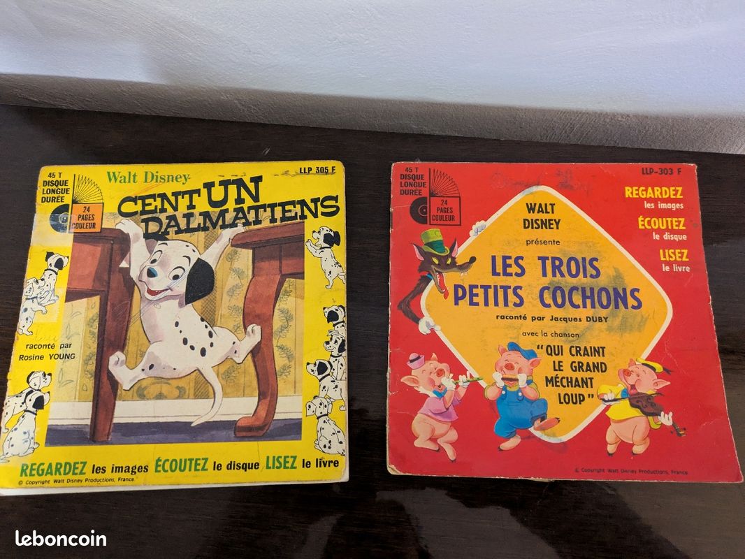 2 vinyles avec livres contes pour enfants Walt Disney (image 1)