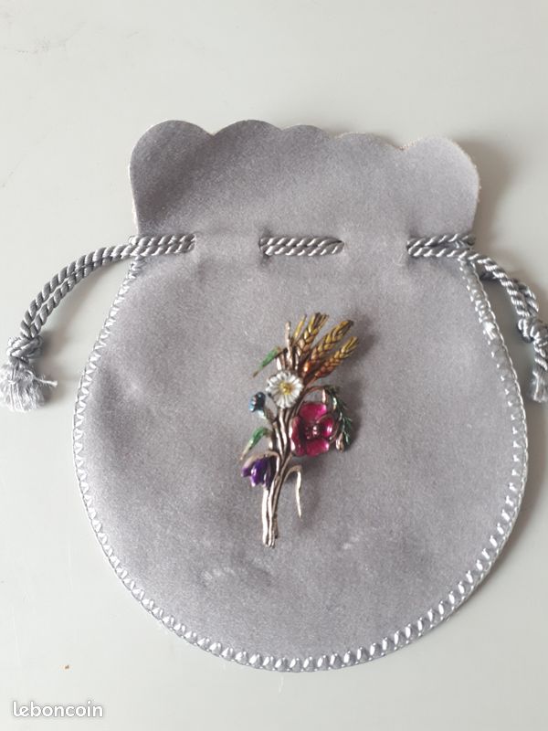 Broche Ancienne Fantaisie - Bouquet De Fleurs, Vintage - Occasion, Bijou Décoratif