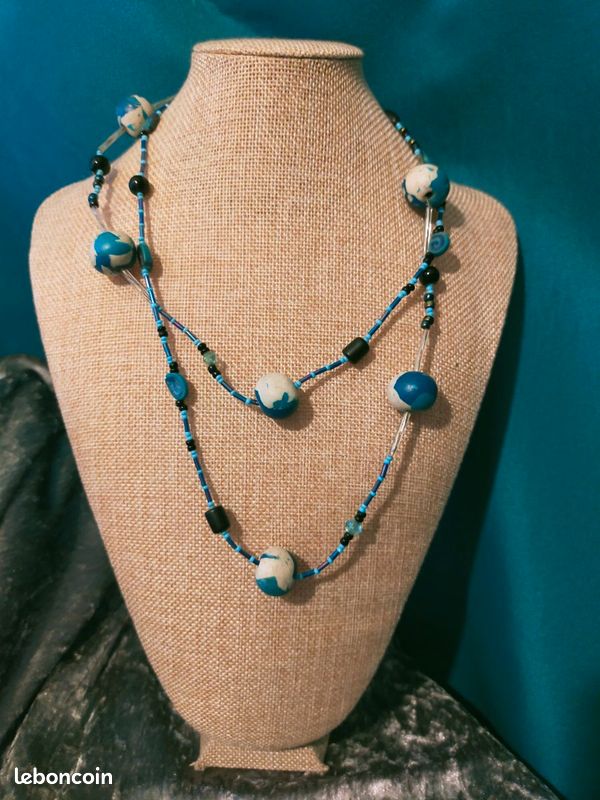 Collier double rang de perles de culture d'eau douce blanches qualité