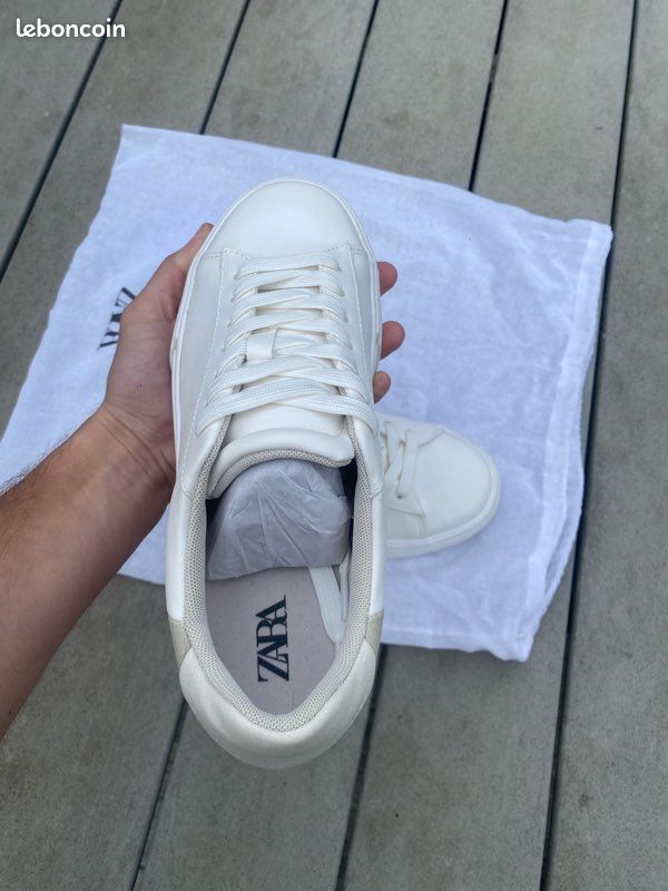 Baskets Zara Blanches - Taille UK 8 (pointure 41) - Simili Cuir - Occasion