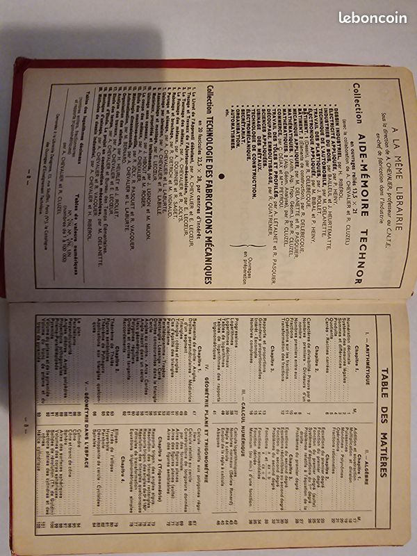 Aide-mémoire mathématiques Technor par R. Cluzel Chez Delagrave et tables de valeurs numériques (image 4)