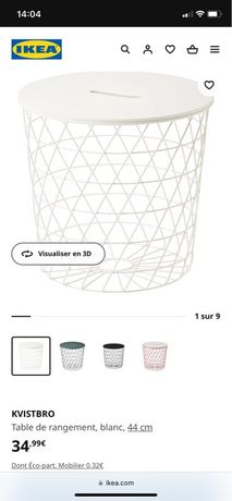 KVISTBRO Table de rangement, blanc, 44 cm - IKEA