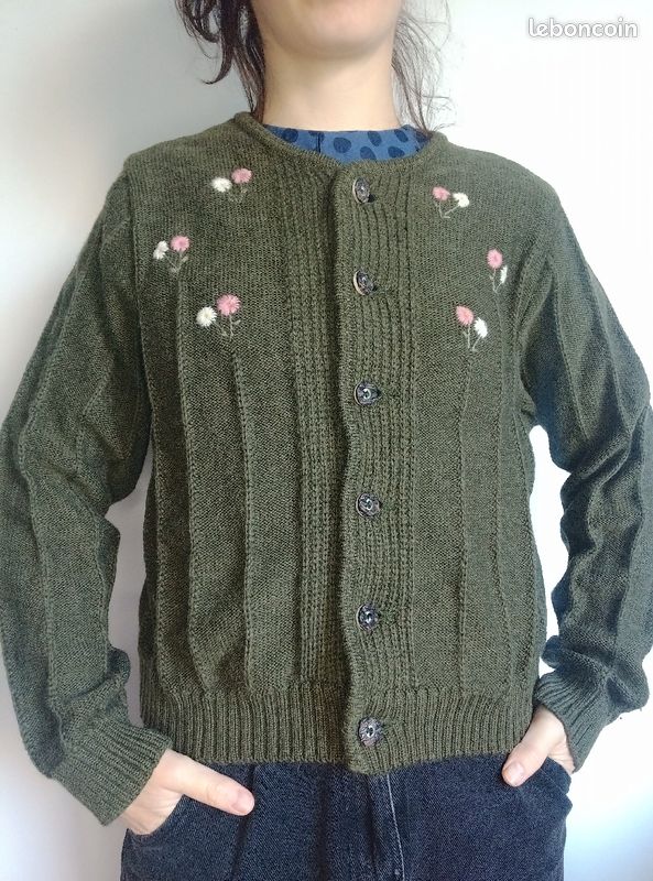 Cardigan Laine Gilet Autrichien Femme Gilet Autrichien Laine Vert