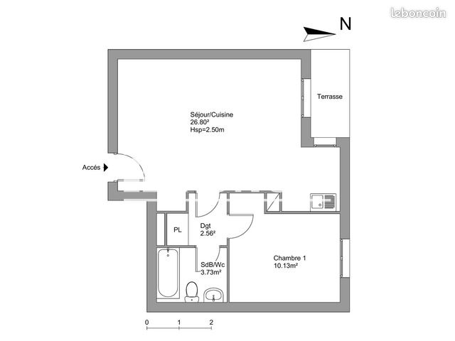 Appartement 2 pièces 43 m² · à Saintes · 43 m² · 550 €