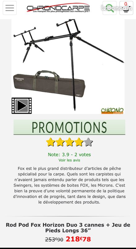 Rod pod horizon duo fox 3 cannes (image 1)