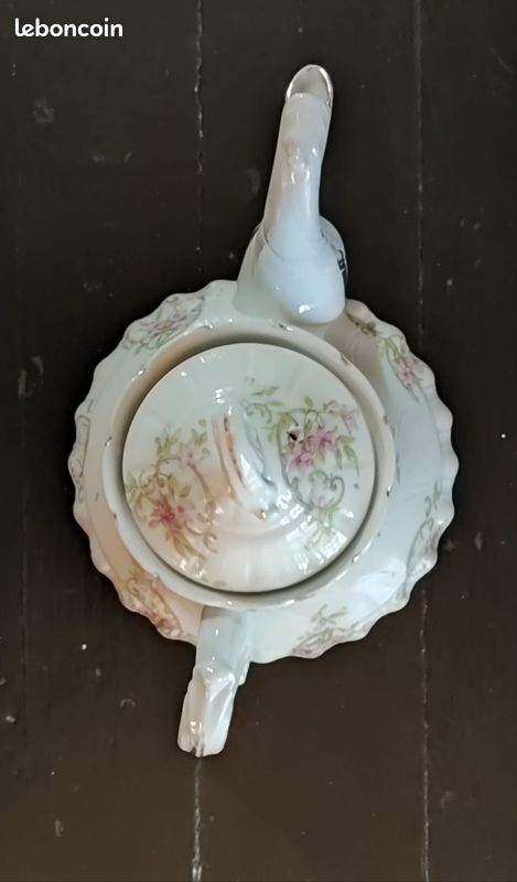 Théière cafetière faïence anglaise décor fleurs XIX ? (image 6)
