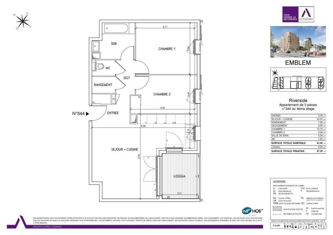Appartement 3 pièces 61 m² · à Bordeaux · 61 m² · 878 €/mois