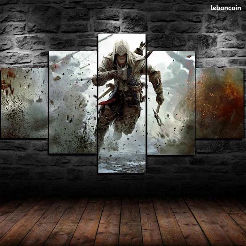 Poster Sur Toile Assassin's Creed - Drapeau Noir - 40x60 Cm - Décoration Gamer, Salon, Chambre