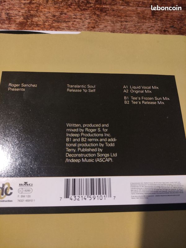 Disque Vinyle Électro Roger Sanchez Transatlantic Soul Release Yo Self (image 3)