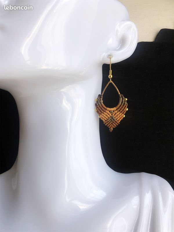 Boucles D'oreilles Goutte Couleur Cuivre Style Bohème - Fermeture Crochet, Neuves Avec étiquettes