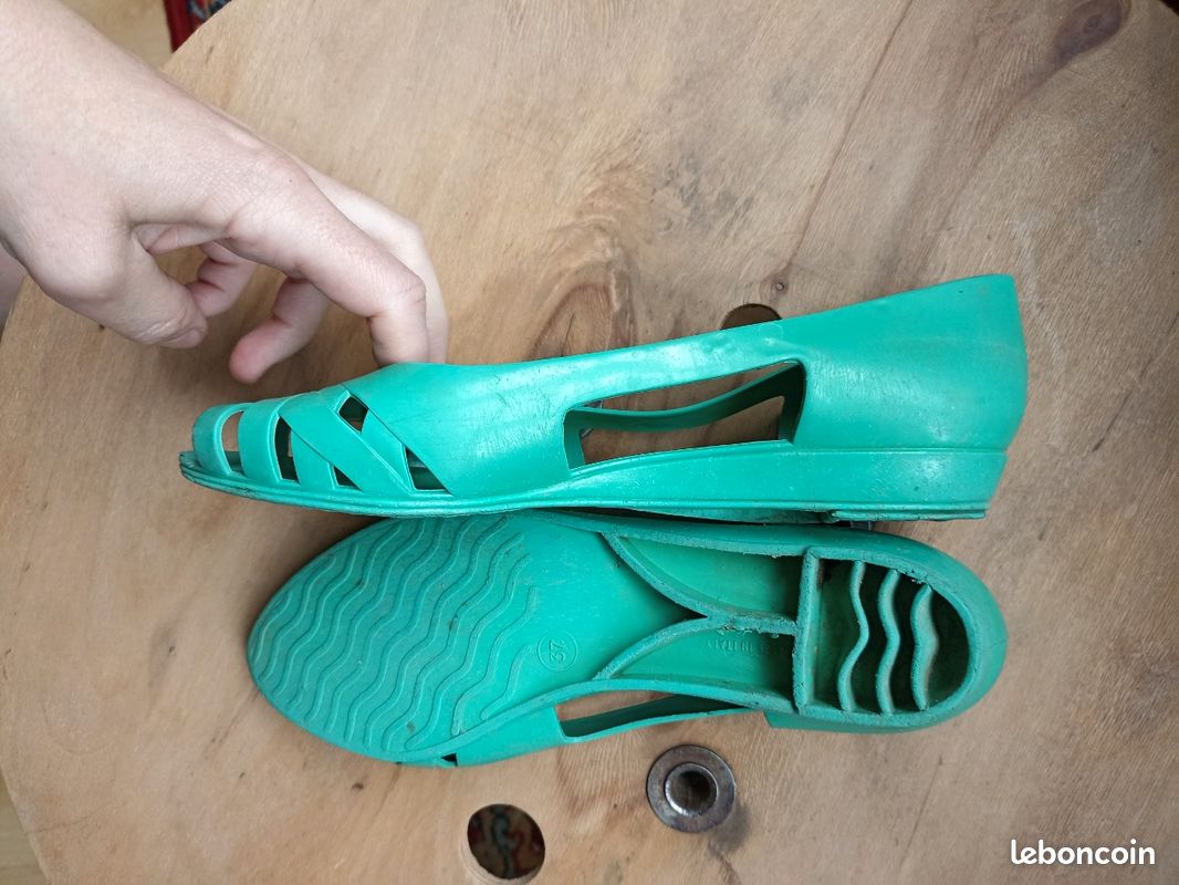 Sandales de plage, mer, méduse vert vintage Chaussures